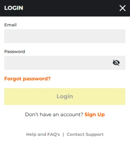 NRG Bet Login Screenshot